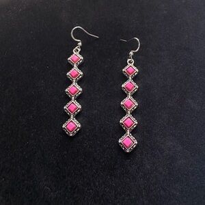 Pink Dangle Crystal Drop Earrings - Women Jewelry